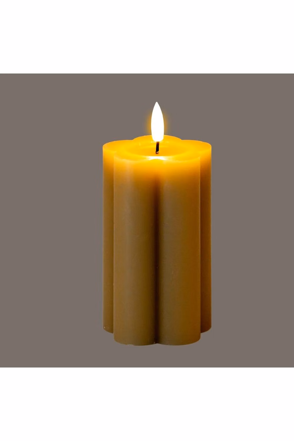KDMD Luxe Collection Natural Glow Stone LED Pillar Candle in Beige, H: 12.7 cm, W: 6.985 cm – 2