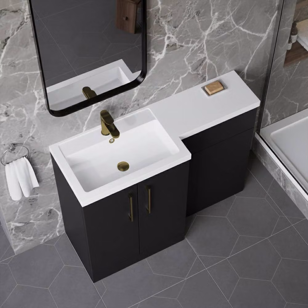 Balterley Modern Left-Hand Vanity and WC Unit Combination in Matt Dark Grey, W: 110 cm, H: 84 cm – 3
