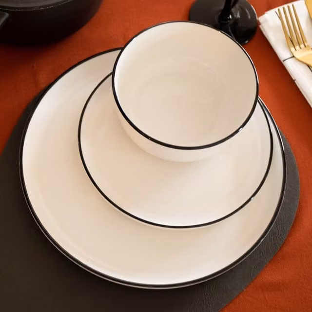 Mikasa Limestone 12-Piece White Porcelain Dinner Set