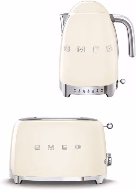 Smeg TSF01 2-Slice Toaster and KLF04 1.7 l Kettle Set in Beige