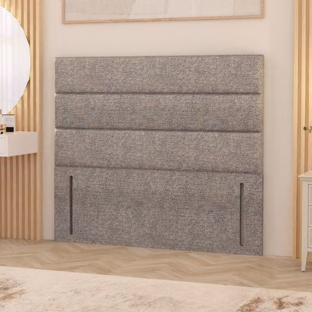 Horizona Grey Tweed Fabric Floor Standing Upholstered Headboard for Small Double Beds