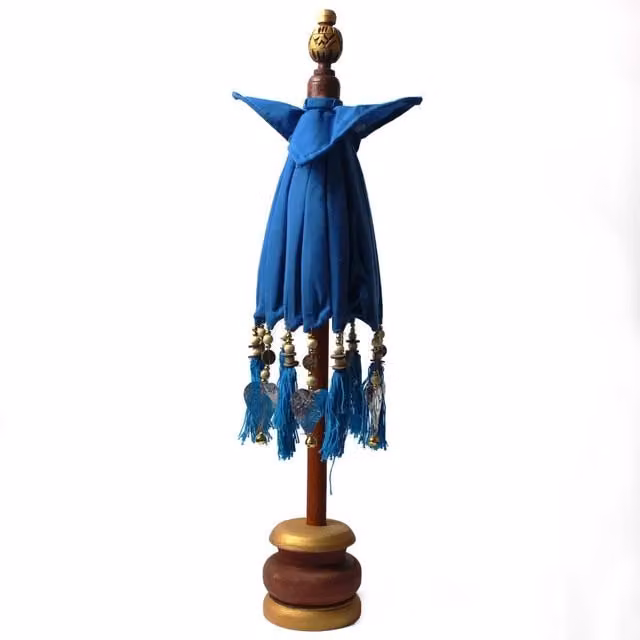 Bali Home Decor Handcrafted Cotton Tabletop Parasol in Turquoise