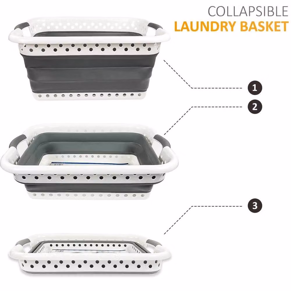 SPETLEK Large Collapsible Laundry Basket with Handles, Grey – 2