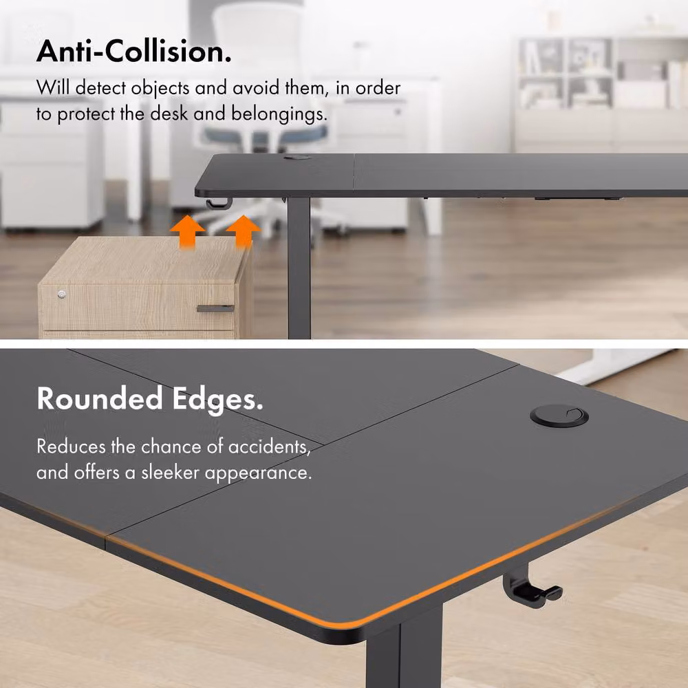 VonHaus Electric Height Adjustable Standing Desk in Matt Black, W/D/H: 140 x 60 x 72 cm – 5