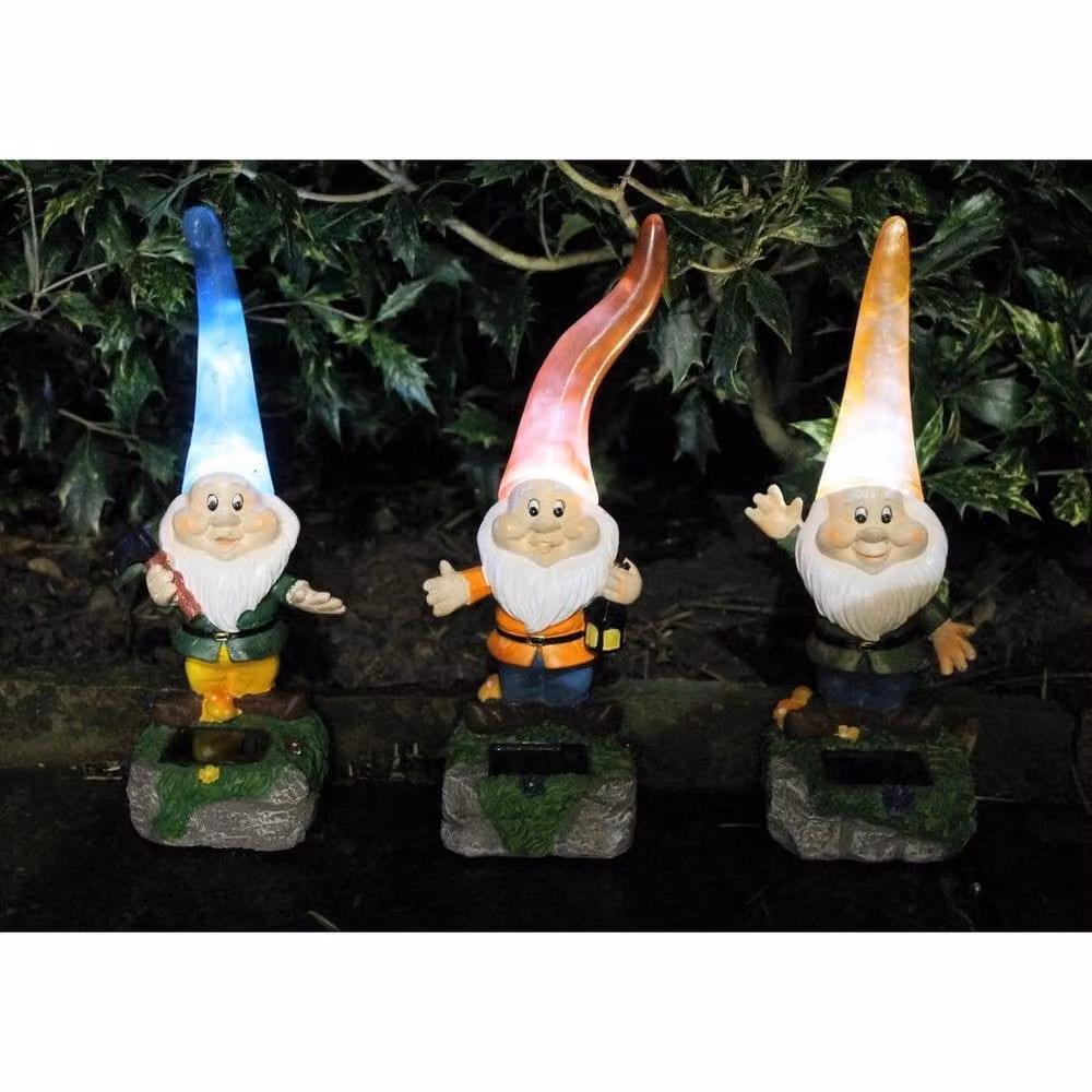 SPETLEK Solar Garden Ornament Set of 3 Multicolour Gnomes – 2