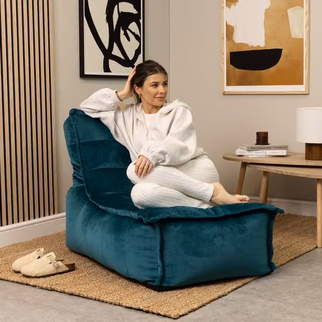 icon Dolce Velvet Bean Bag Lounger in Green, Yellow or Petrol