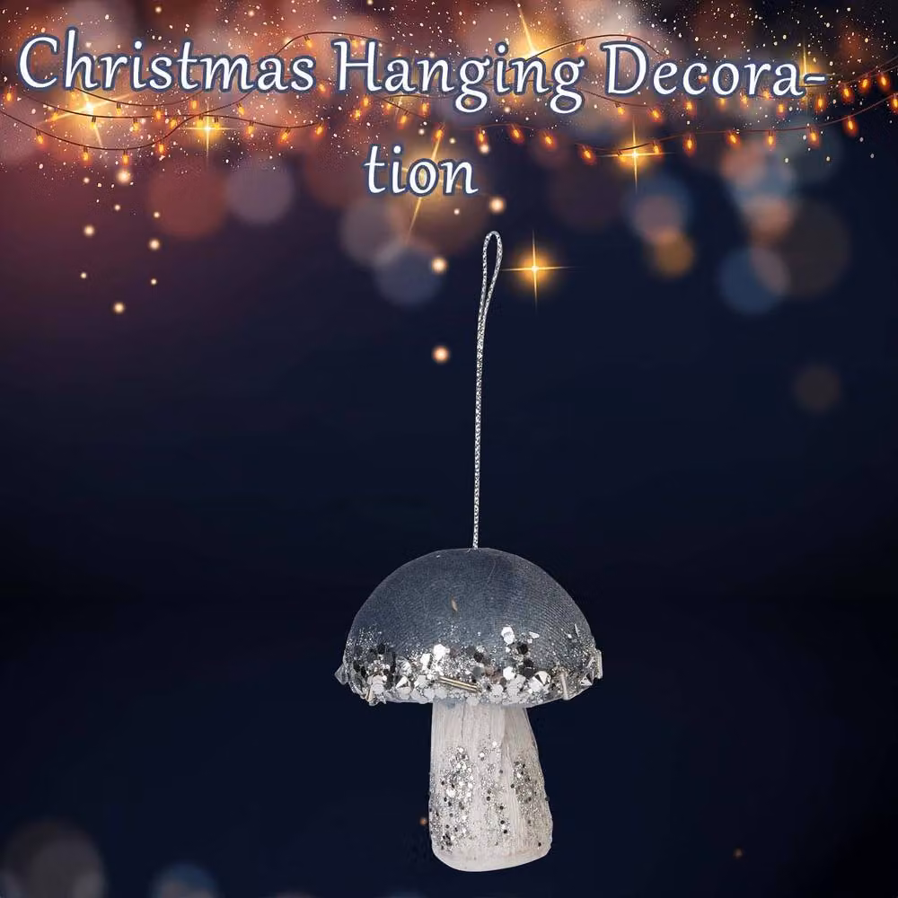 VFM e-Store Blue Velvet Mushroom Hanging Christmas Decoration, H 8 cm x W 6 cm – 2