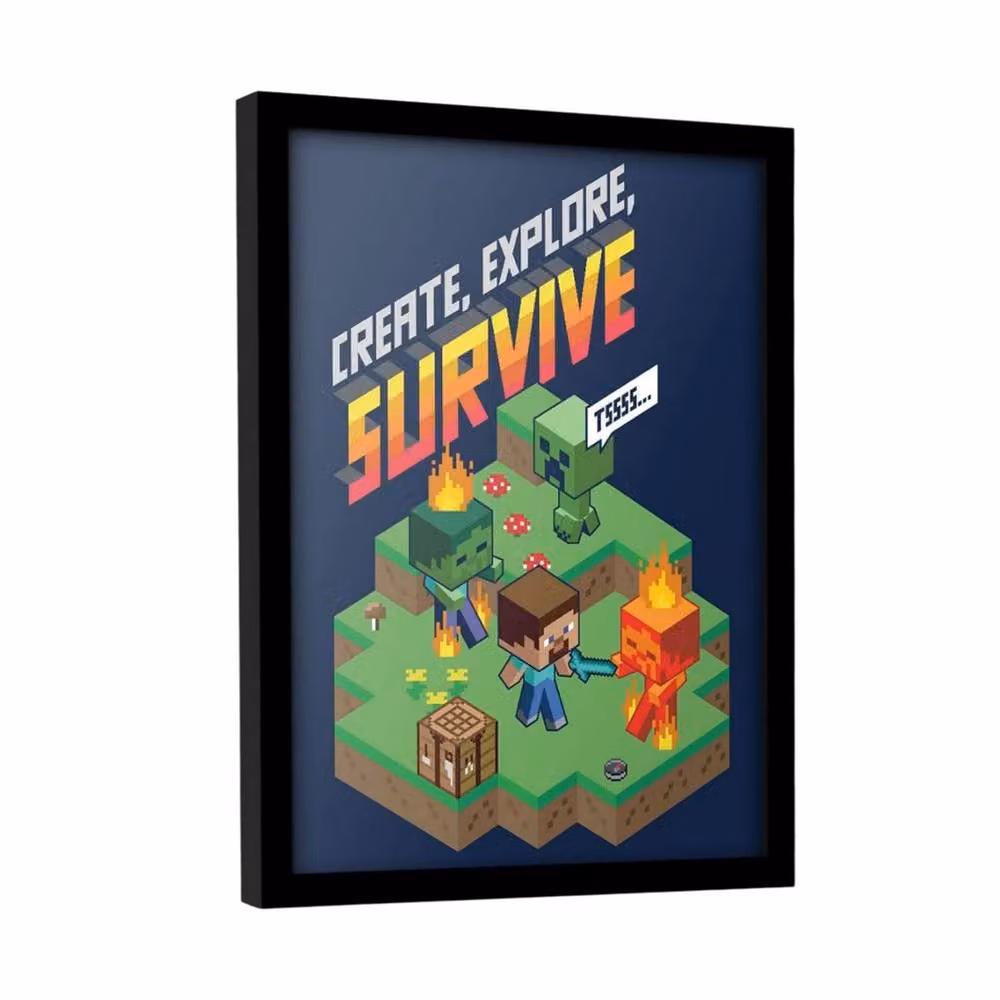 Minecraft Create Explore Survive Multicolour Framed Paper Poster – 2