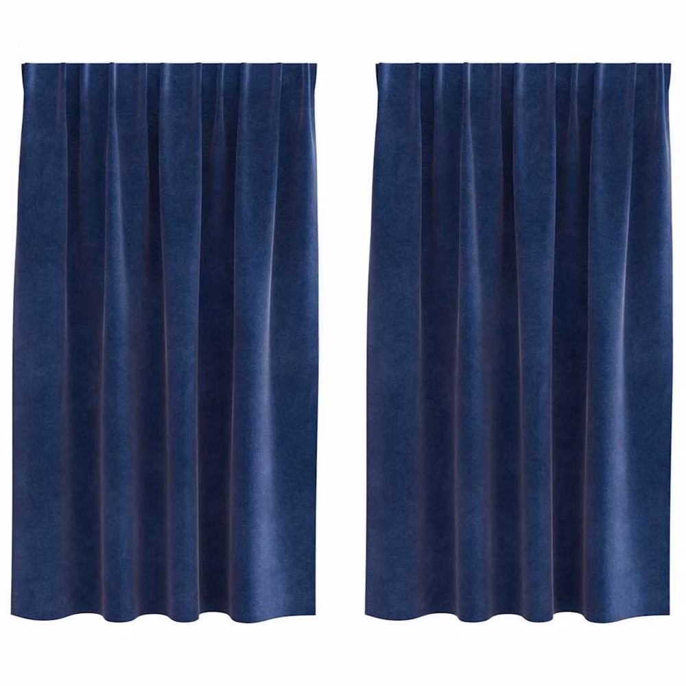 Berkfield Home Modern Dark Blue Velvet Blackout Curtains with Top Tape, 2 Pack – 3