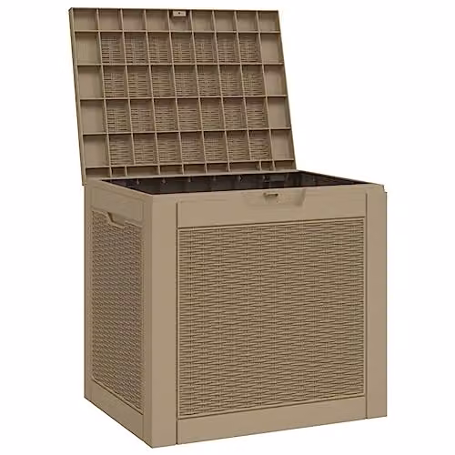 vidaXL Garden Storage Box in Brown Plastic, W/D/H: 55.5 x 43 x 53 cm – 3