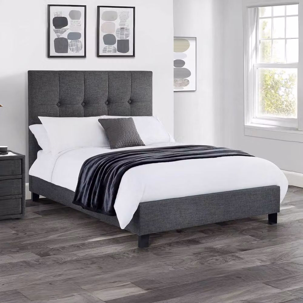 Cheshire Cascade Upholstered Bed in Grey Slate Linen, Double W/D/H: 135 x 190 cm – 3
