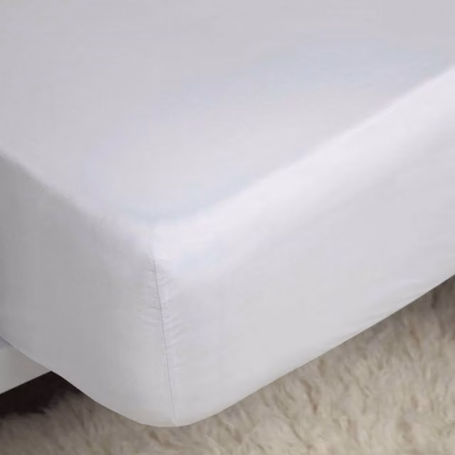 Belledorm White 100% Cotton Mako Sateen Extra Deep Fitted Sheet, W/D/H: 200 x 200 x 38 cm
