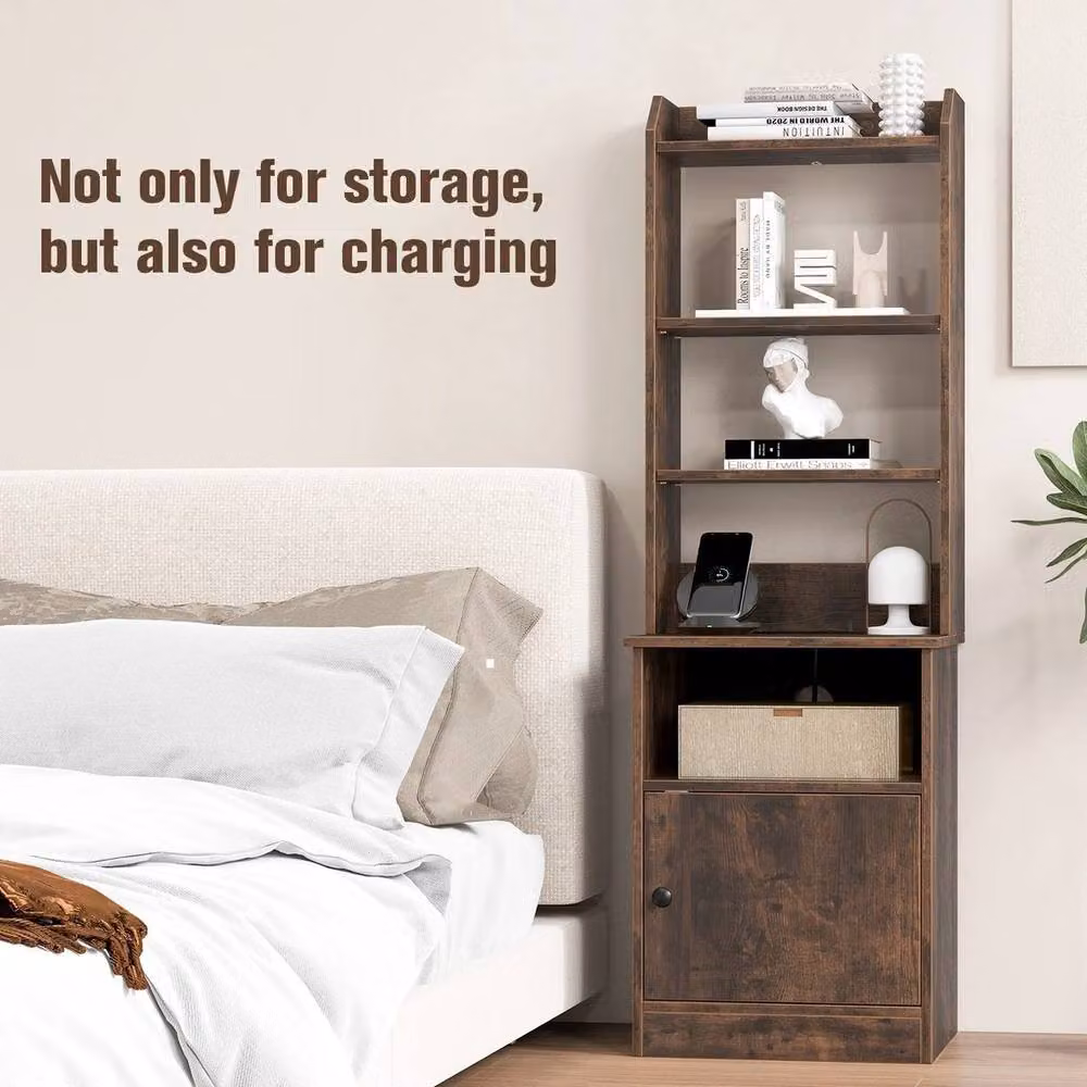 KORVIXA 6-Tier Bedside Table Storage Cabinet in Brown – 3