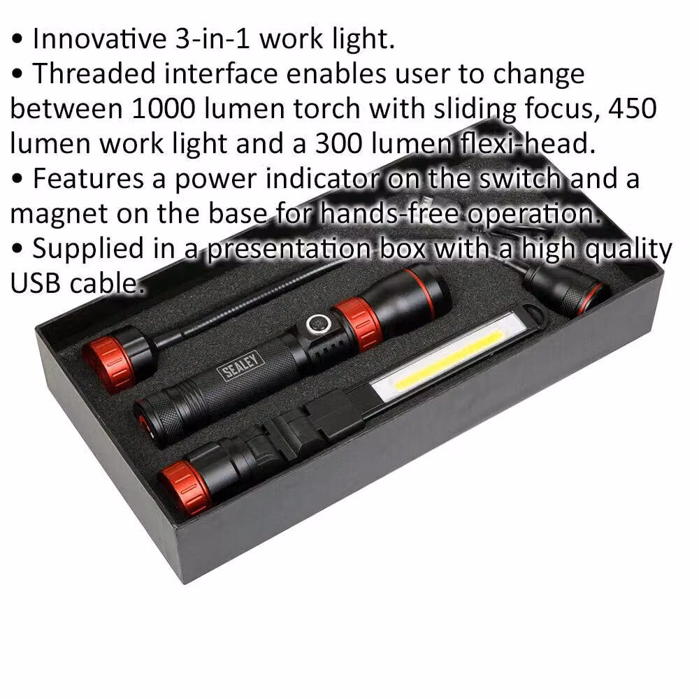 Loops Interchangeable 3-in-1 COB LED Inspection Light - Rechargeable Multicolour and Black Work Light – 2