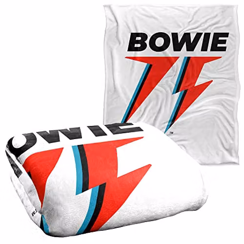 LOGOVISION David Bowie 75 Logo Super Soft Fleece Throw Blanket, White, W: 152 cm, D: 127 cm – 1