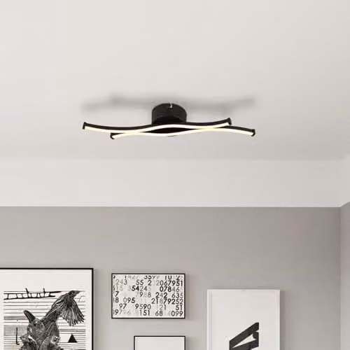 Netlighting Boyd Semi Flush Ceiling Light in Matt Black with Warm White LED – 4