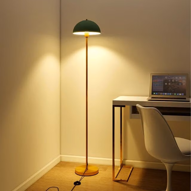 Costway Modern Floor Standing Dome Lamp in Green and Gold/Brass