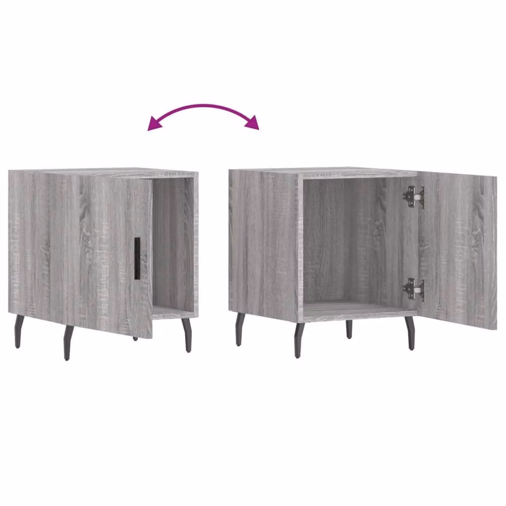 Berkfield Home Set of 2 Grey Sonoma Bedside Cabinets in Engineered Wood W/D/H: 40 x 40 x 50 cm – 2