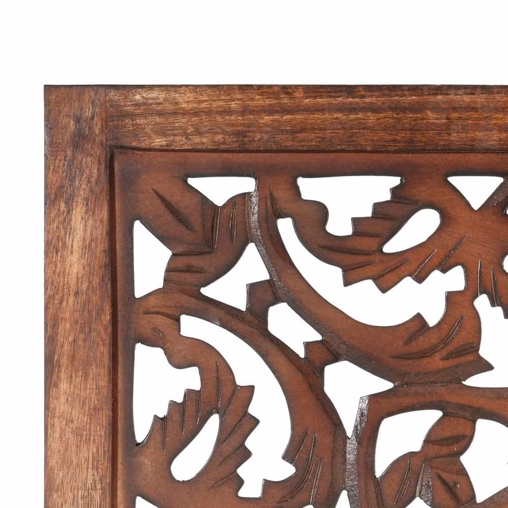 Berkfield Home Hand Carved 3-Panel Room Divider in Brown Solid Mango Wood, W: 120 cm, H: 165 cm – 5