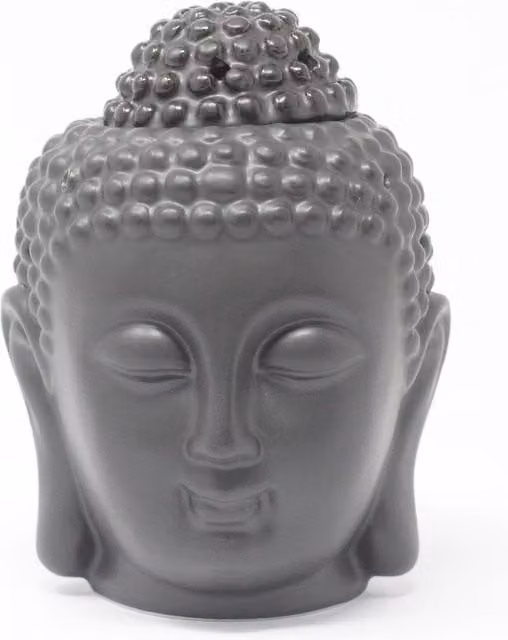 KDMD Buddha Head Ceramic Tealight Oil Burner in Dark Brown and Dark Grey
