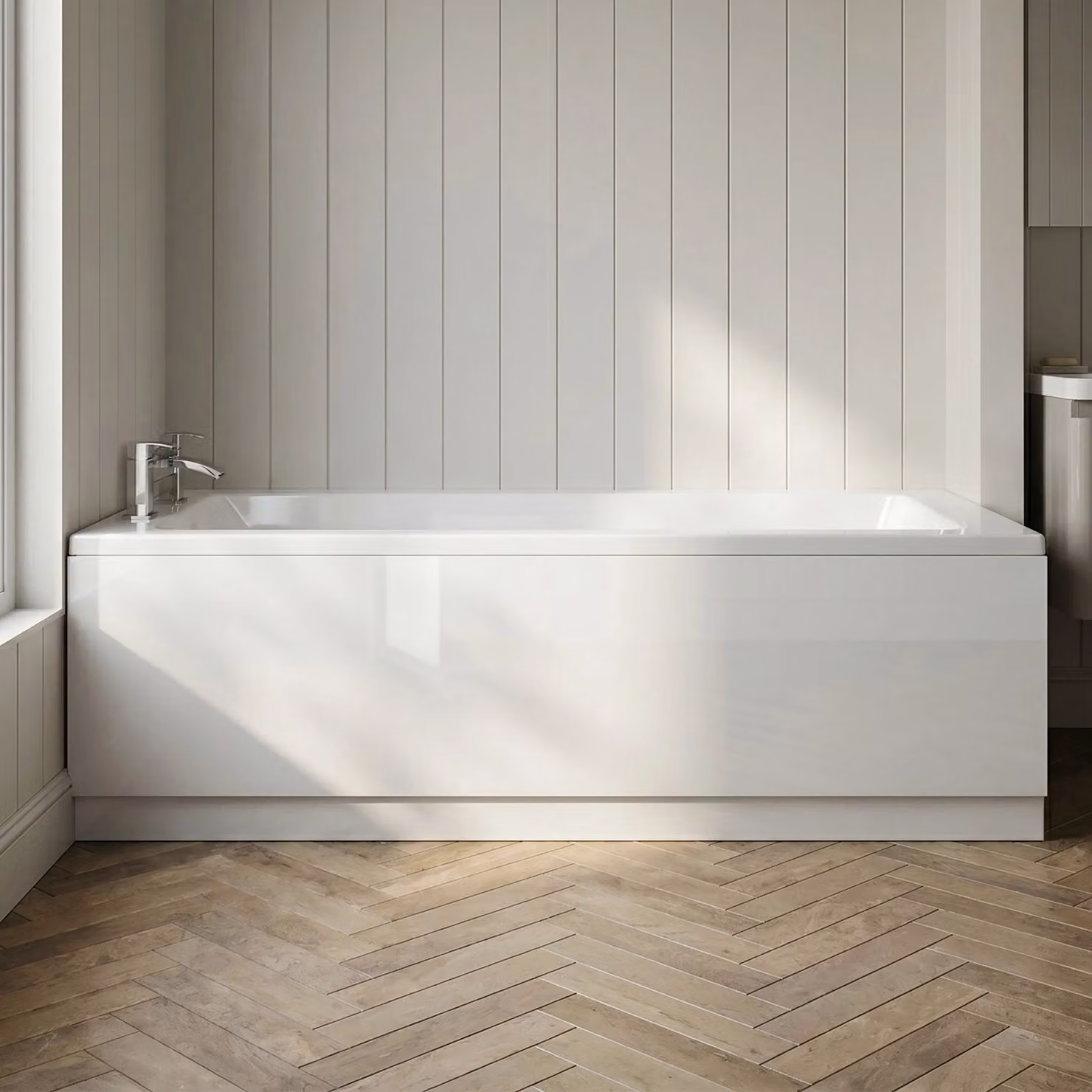Balterley Waterproof Straight Shower Bath Front Panel, Gloss White, W: 170 cm, H: 48 cm – 2