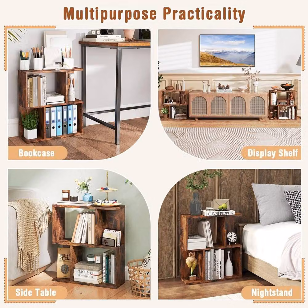 SPETLEK Space 3-Tier Freestanding Side Table in Rustic Brown – 4
