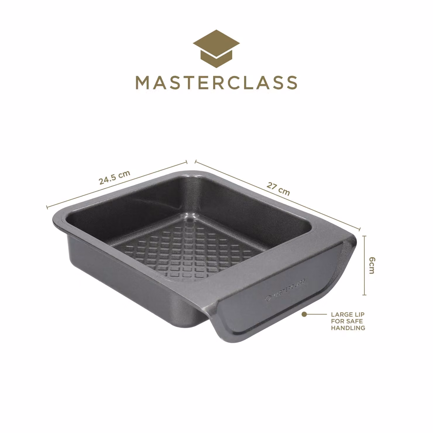 MasterClass Smart Stack Non-Stick Square Carbon Steel Baking Sheet, Grey, W: 28.0 cm, D: 24.5 cm, H: 6.0 cm – 6