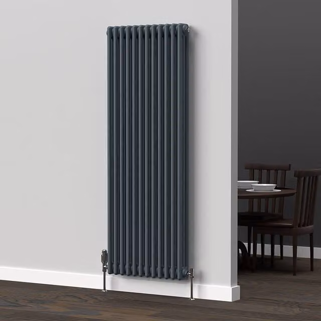 Lux Heat Vertical Coloured Column Radiator in Slate Grey, H 150 cm x W 56 cm