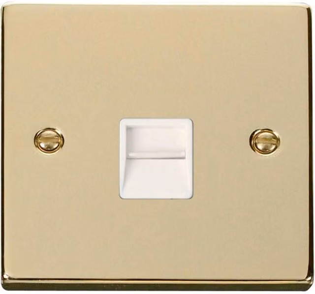 SE Home Polished Brass Master Telephone Single Flush Socket in Gold