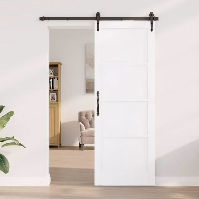 Berkfield Orkdal White Lacquered Minimalist Sliding Interior Door in Solid Wood Pine, W/D/H: 78 x 4 x 211 cm