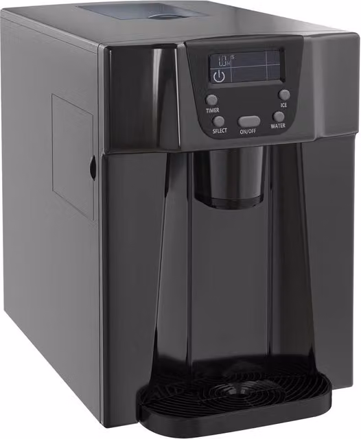 Rolipo Black Countertop Ice Maker Machine and Water Dispenser with Digital Display, 3L