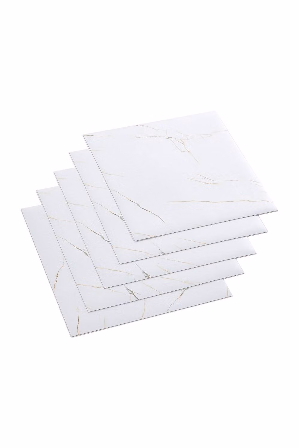 Living and Home 10-Piece White and Gold Marble Effect Self-Adhesive PVC Flooring Tiles, W/D/H: 30 x 30 x 0.9 cm – 2
