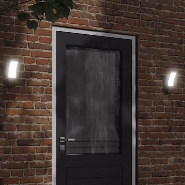 Berkfield Home Set of 2 Black Modern Outdoor LED Wall Lights in Die-cast Aluminium – 1