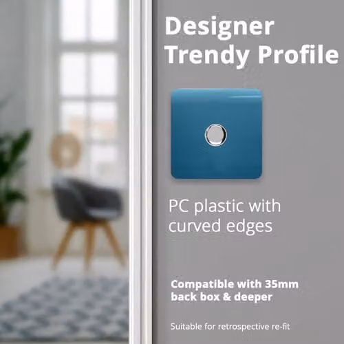 Trendi Modern Glossy 1 Gang 2 Way LED Dimmer Switch in Ocean Blue – 5