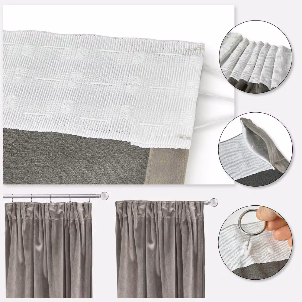 New Edge Blinds Verbena Jacquard Pencil Pleat Curtains in Stone, Width: 168 cm, Drop: 229 cm – 4
