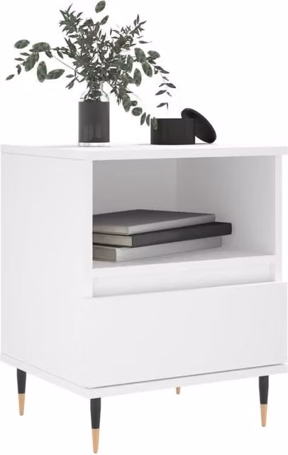 Berkfield Home Modern Bedside Cabinet in White, W/D/H: 40 x 35 x 50 cm – 1