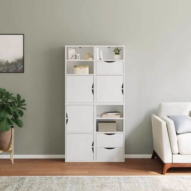 Berkfield Home ODDA Side Cabinets, 4 Piece Set in White Solid Wood Pine, W/D/H: 40 x 24 x 79 cm