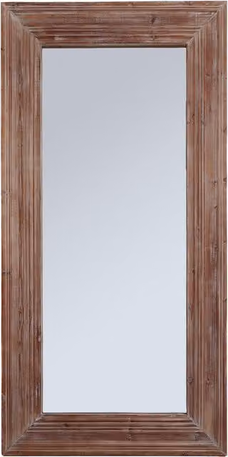 Newby KDMK Rustic Rectangular Wood Wall Mirror in Brown