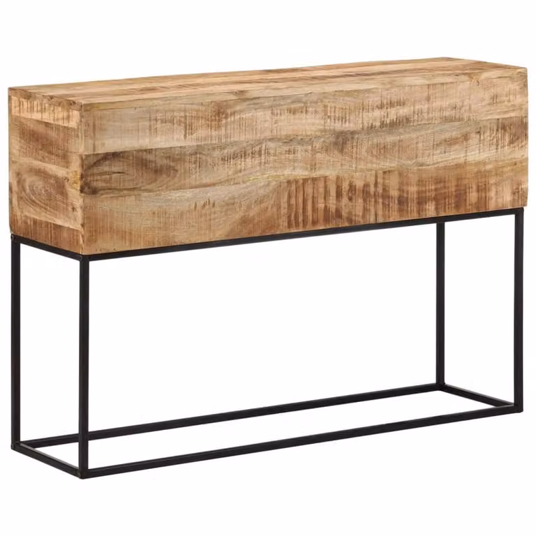 Berkfield Home Industrial Mango Wood and Iron Console Table, Brown, W/D/H: 110 x 30 x 75 cm