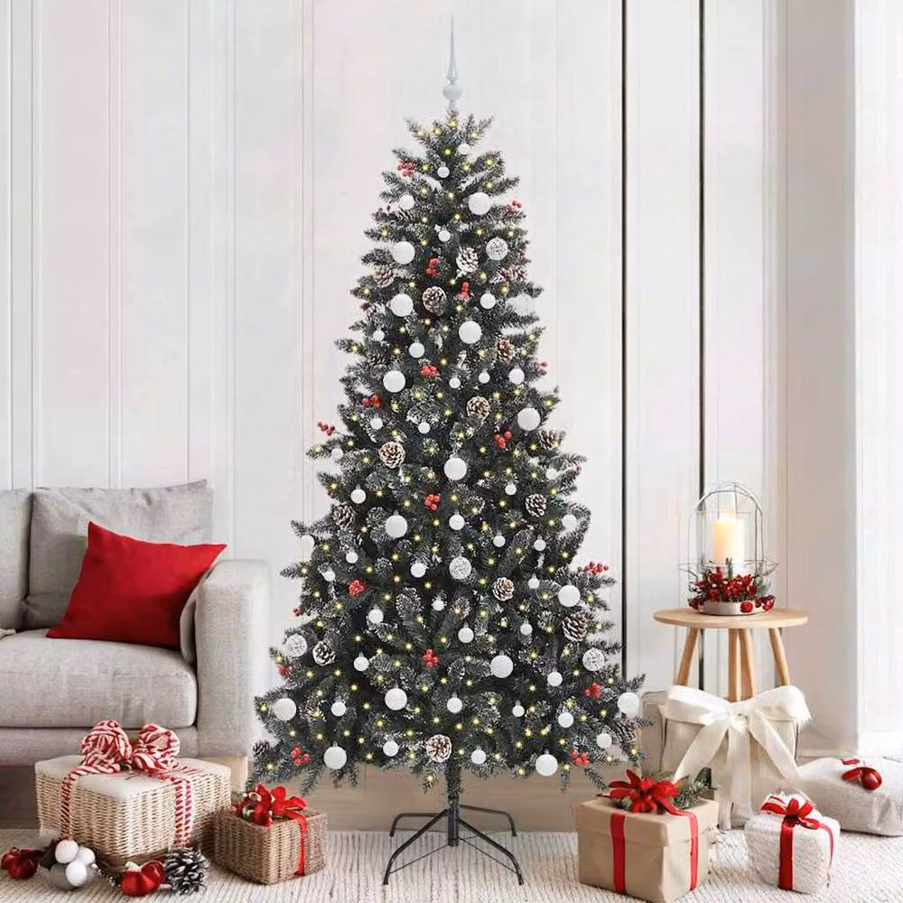 Berkfield Home Artificial Christmas Tree in Green with Stand, W/D/H: 114 x 114 x 210 cm – 2