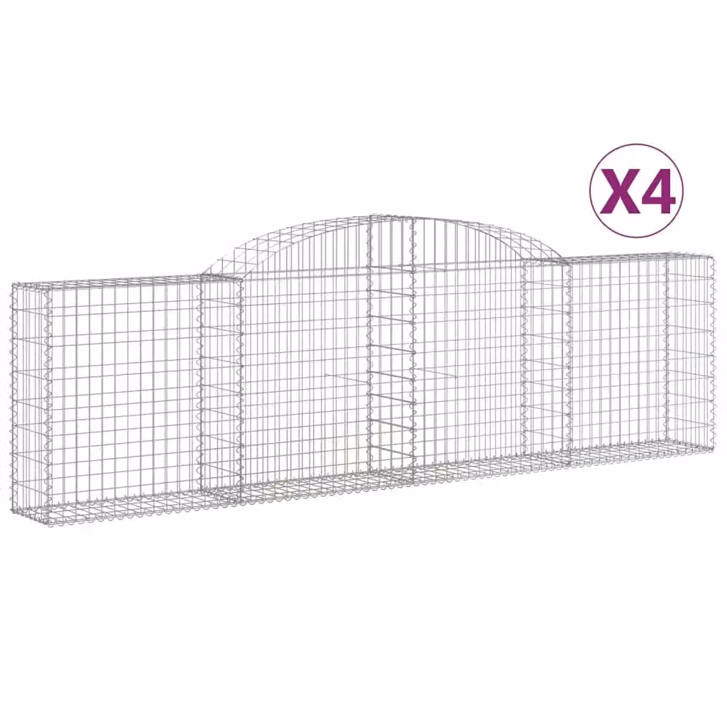 Berkfield Home Arched Gabion Baskets, 4 Piece Set, Silver Galvanised Steel, W: 300 cm, D: 30 cm, H: 80-100 cm – 2