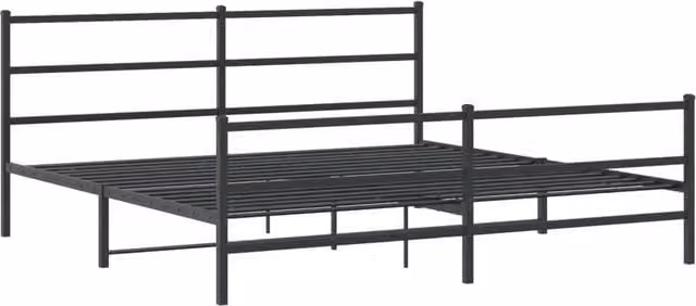 Berkfield Home Metal Bed Frame with Footboard, Black, W/D/H: 193 x 90 x 198 cm