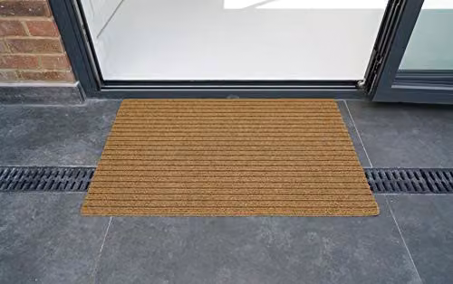 Desire Rugs Non-Slip Coir Style Heavy Duty Rubber Back Door Mat, Beige, W: 50 cm, D: 80 cm, H: 0.7 cm