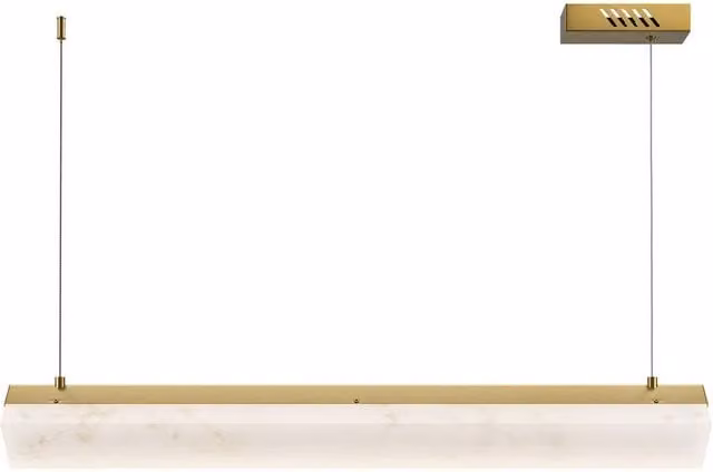 Netlighting Petra Modern Bar Pendant Ceiling Light in Brass and White with 2400lm Warm White LED