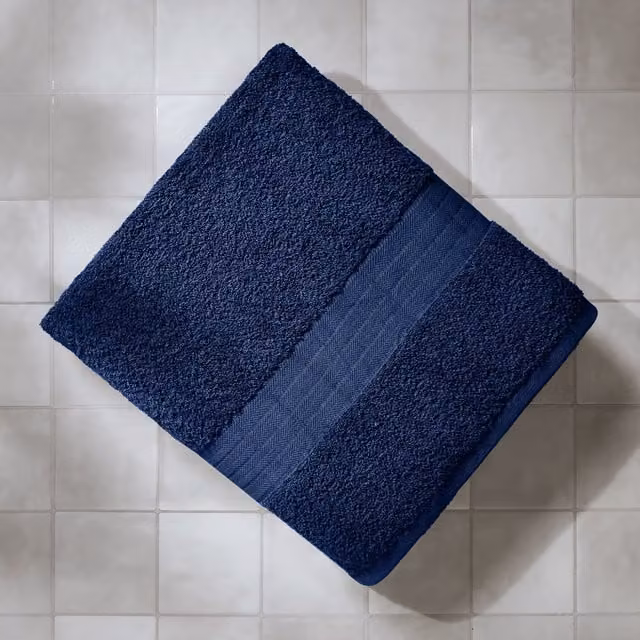 OHS 10 Pack of Fluffy 100% Cotton Terry Bath Towels in Blue – 1