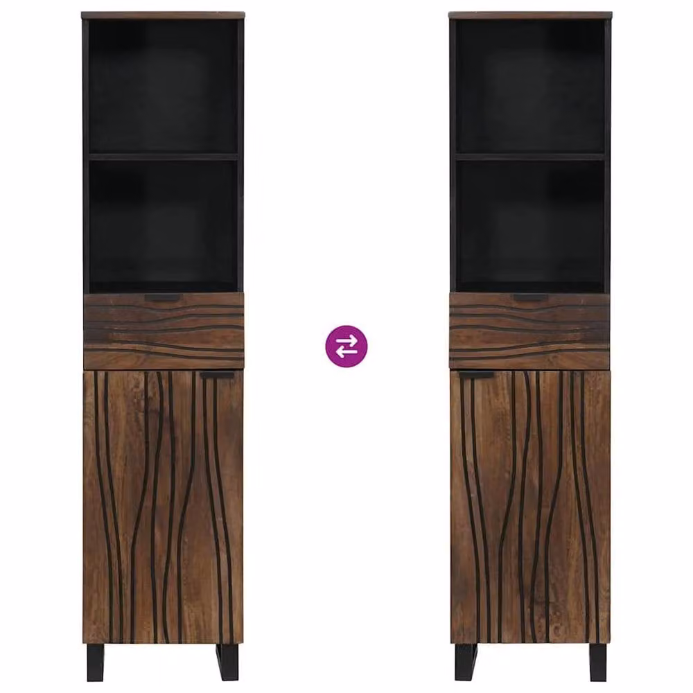Berkfield Home Brown Striped Bathroom Furniture Set with Internal Drawers and Shelves – 4
