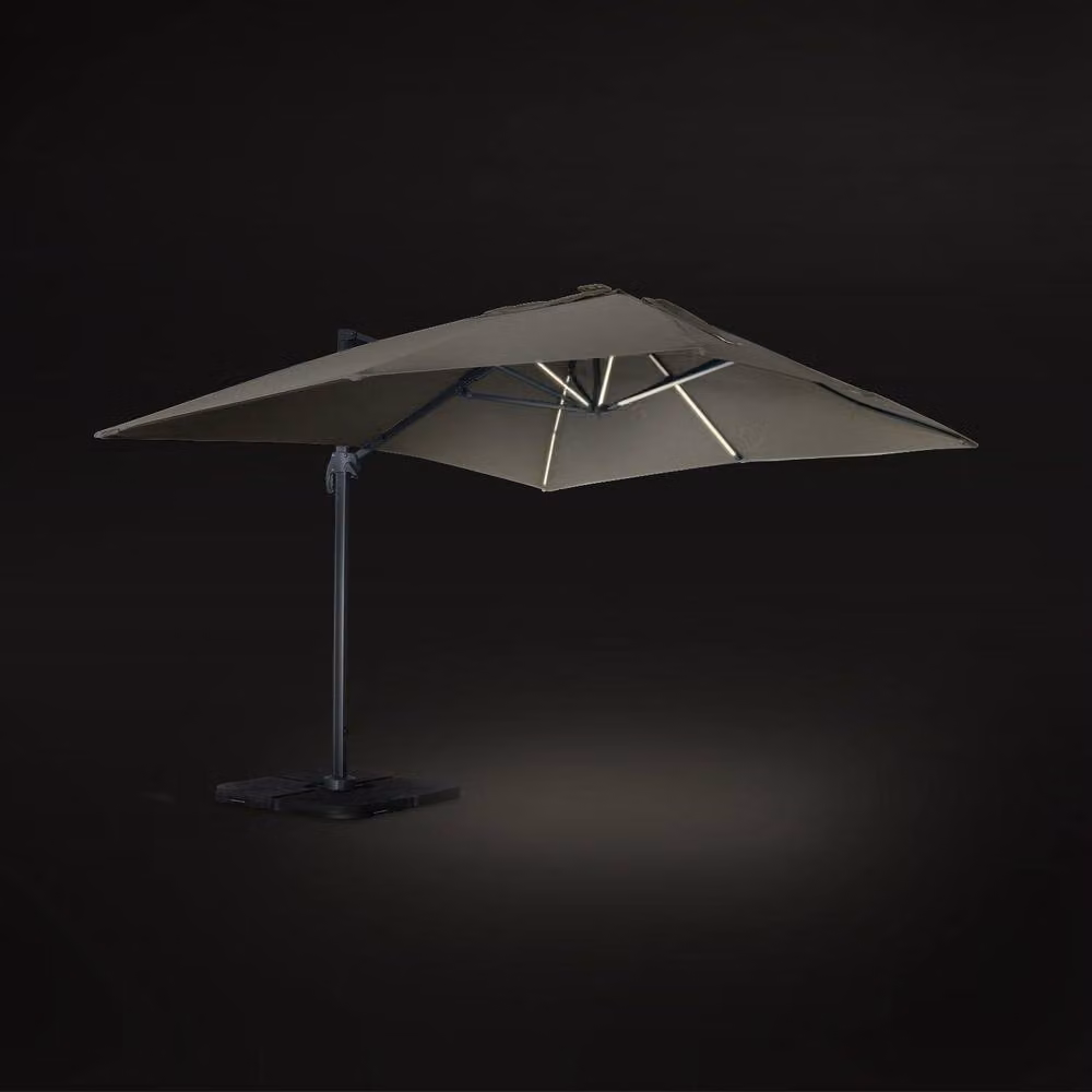 Sweekeek Premium Rectangular Cantilever Parasol with Integrated LED Lights in Beige, 3 x 4 m – 2
