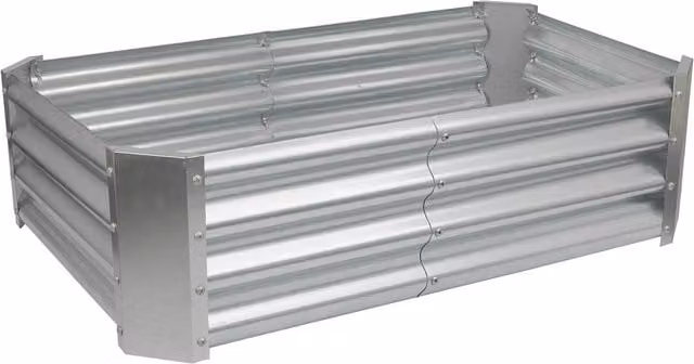 Harbour Housewares Galvanised Steel Raised Garden Bed, Silver, W: 120 cm, D: 60 cm