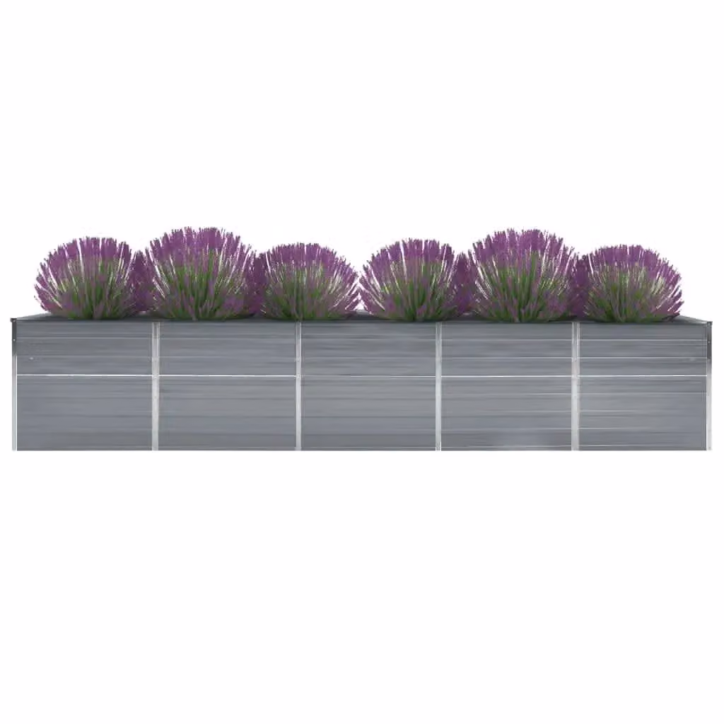 Berkfield Home Garden Galvanised Steel Raised Bed in Grey, W: 400 cm, D: 80 cm, H: 77 cm – 2