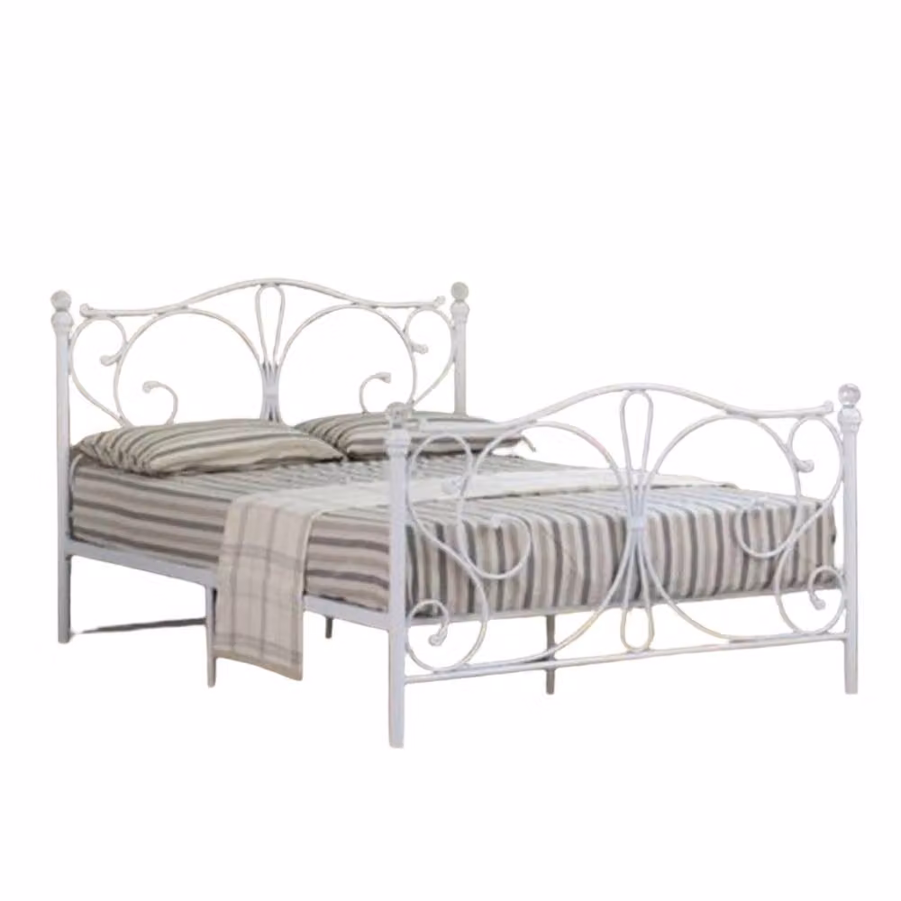 Comfy Living Ltd Metal Crystal Finial Bed Frame in White, Small Double (W/D/H: 120 x 200 cm) – 2